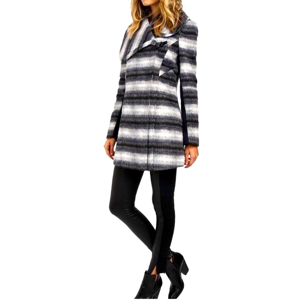 Sam Edelman Black and White Wool Blend Coat